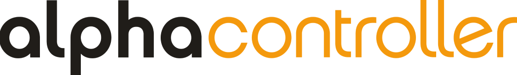 AlphaController Logo schwarz und Orange